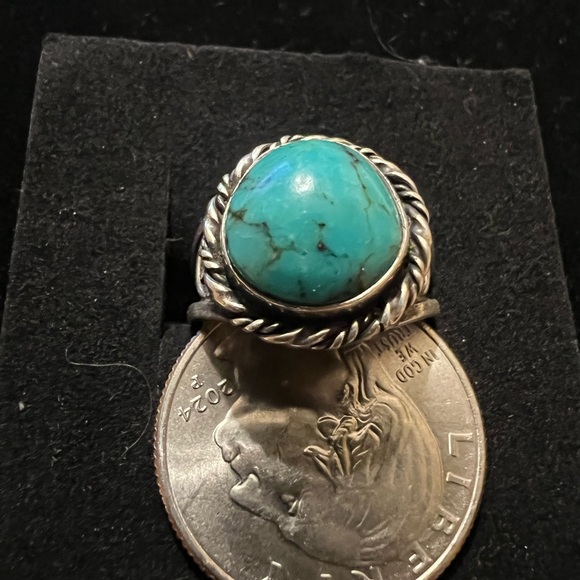 925 STERLING SILVER Turquoise Ring SIZE 7 - Picture 5 of 8